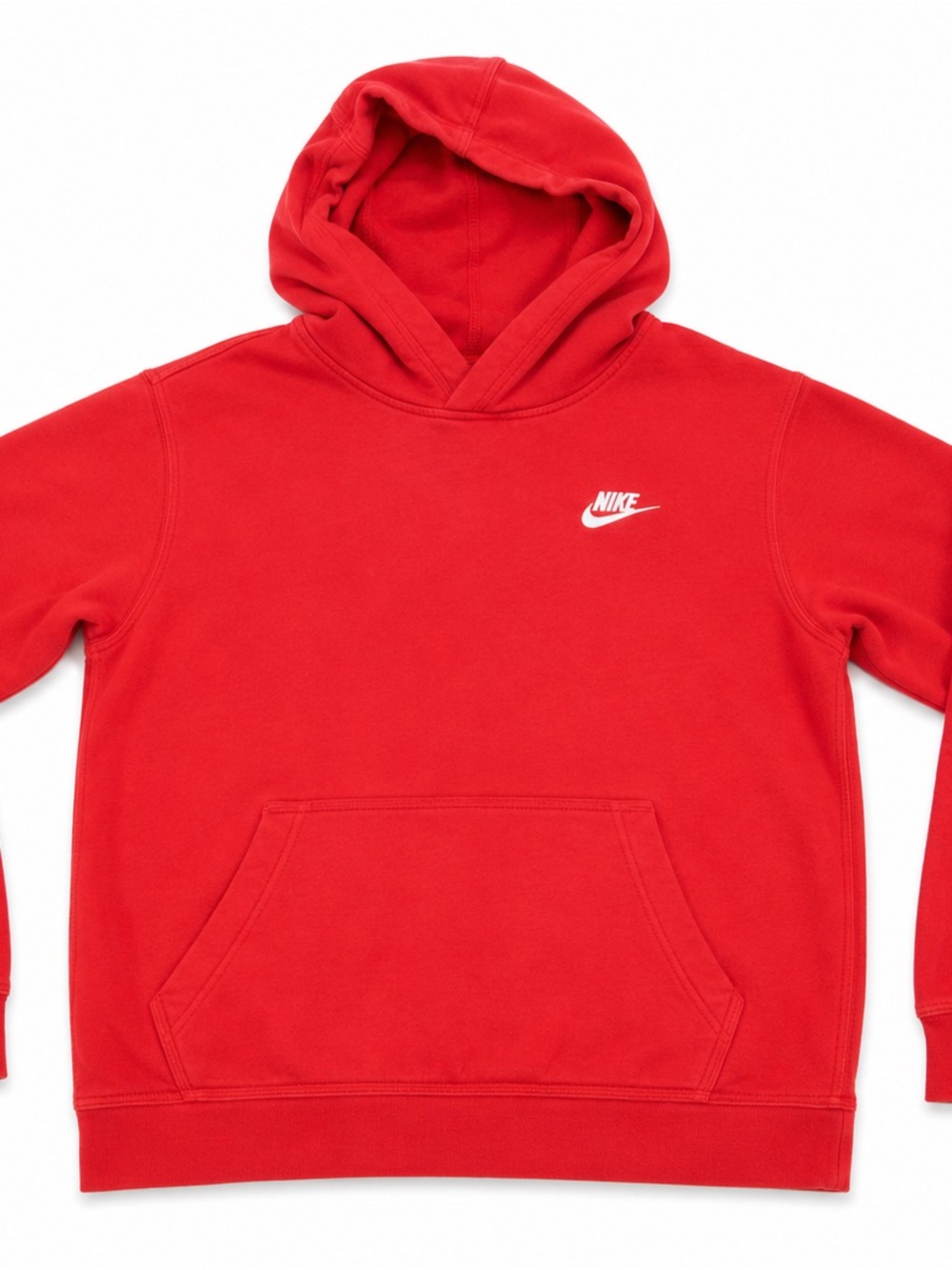 Nike Kids Red Pullover Hoodie with White Swoosh